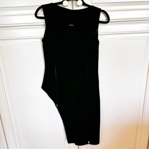 Replika Women’s Black Asymmetrical Lagenlook Style Blouse Mesh Cutout Detail 36